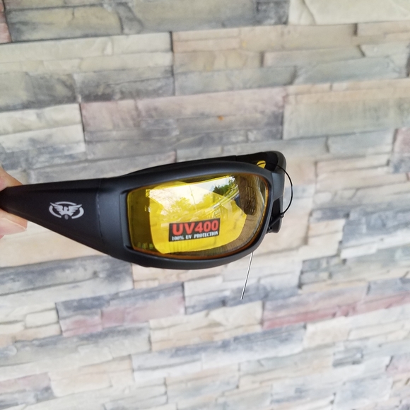 Sunglasses Motorcycle Yellow Outdoor Men Wheelie Padded Shatterproof UV400 Lens - Picture 10 of 11